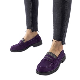 Lila loafers med strass från Ippolito violett