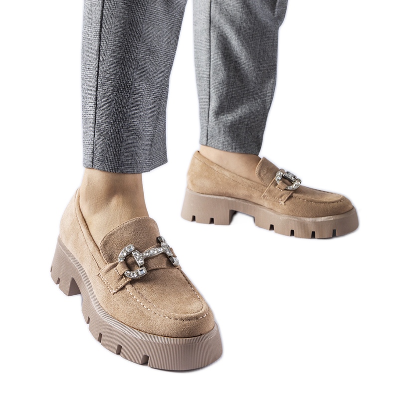 Beige loafers med strass från Giacomo