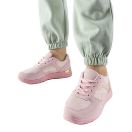 Rosa sneakers gjorda av Gallo kombinerade material