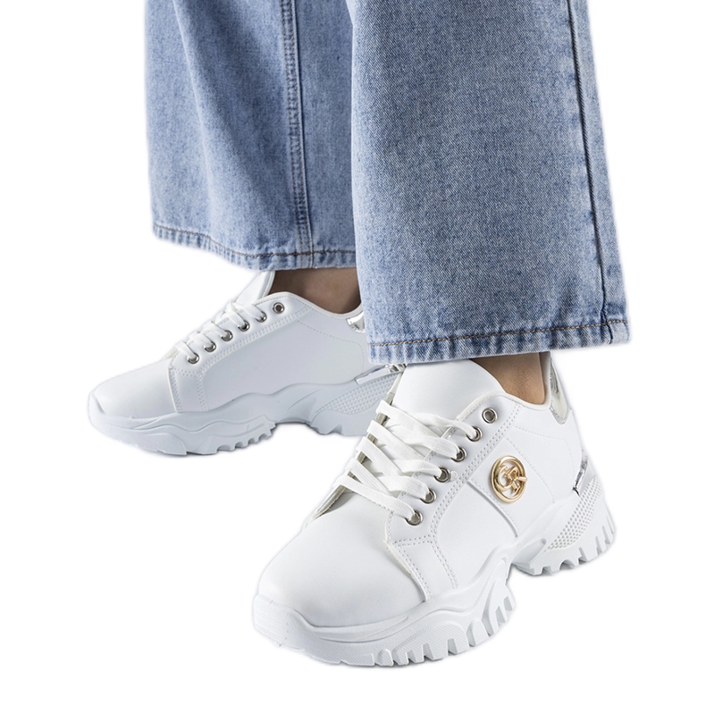 Vita sneakers med massiv Arpaia-sula