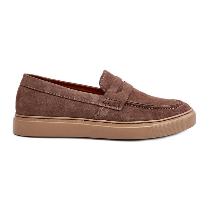 Zazoo 1574 Mocka Loafers för män, mörkbeige