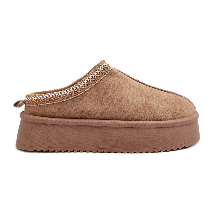 Beige Sylva tofflor med tjock sula av ekomocka