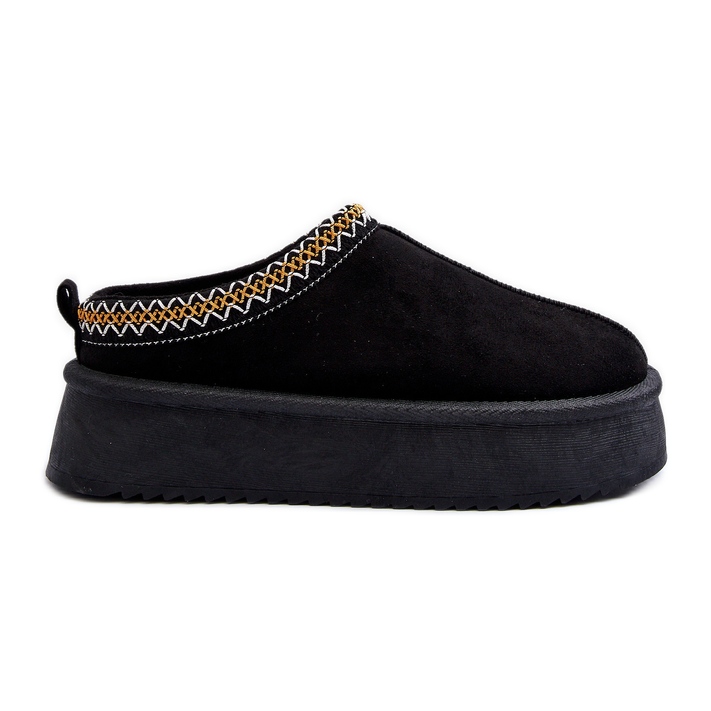 Tofflor med tjock sula av ekomocka, Black Sylva svart