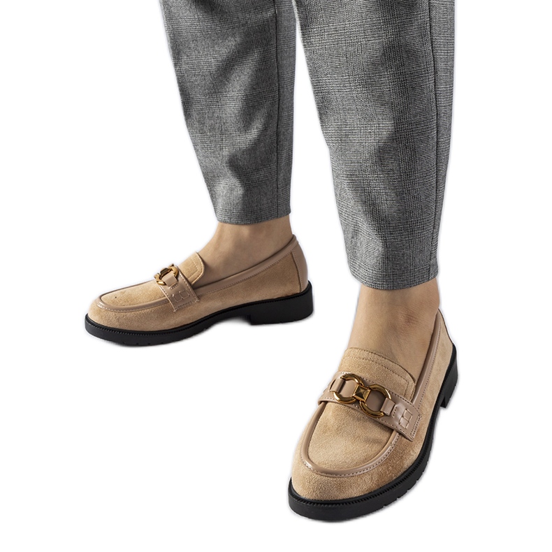 Beige loafers med Seggiano-spänne
