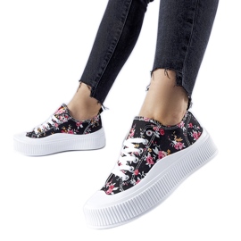 Svarta Cesano blommiga sneakers