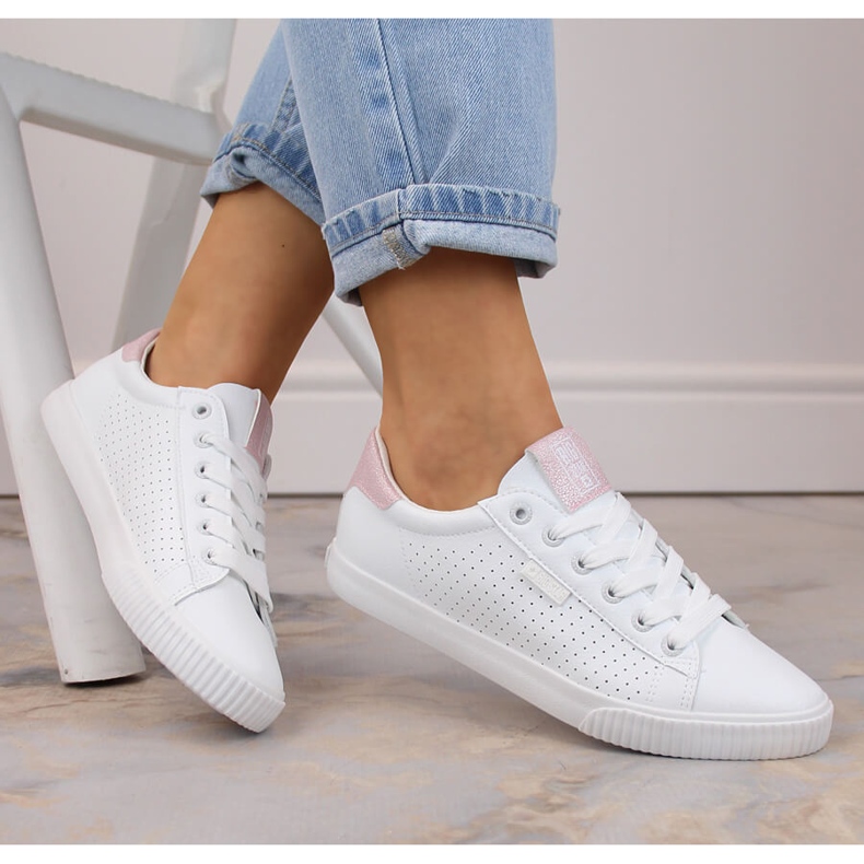 Låga sneakers av ekologiskt läder, vit Big Star HH274073