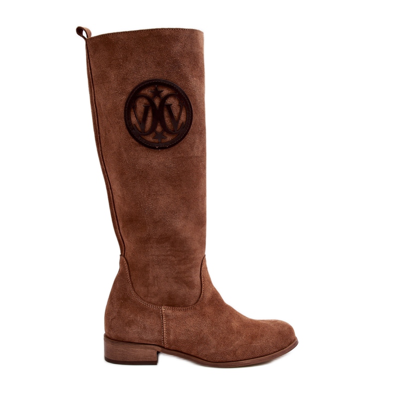 Zazoo 3367 Knästövlar i mocka för kvinnor, bruna