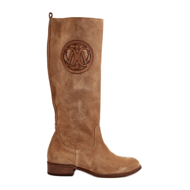 Zazoo 3367 Knästövlar i mocka, beige