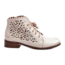 Zazoo 2871 genombrutna ankelstövlar med snörning, guld, borstade gyllene