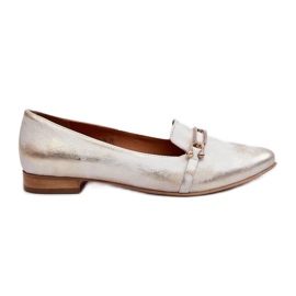 Zazoo 2885 läderbalettlägenheter med guld och vit dekoration gyllene