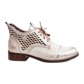 Zazoo 2878 Låga genombrutna stövlar i läder, silver