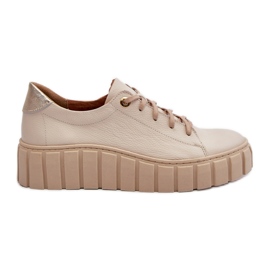 Zazoo 2919 Skinnskor för kvinnor med tjock sula, Beige