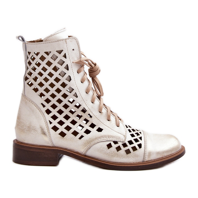 Zazoo 2695 Genombrutna stövlar i läder, borstat guld gyllene