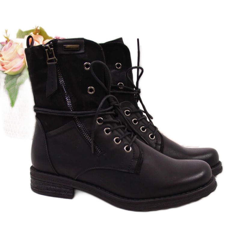 Jezzi W JEZ254A väska med snörning och dragkedja, svart