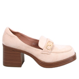 Corinai Beige högklackade loafers