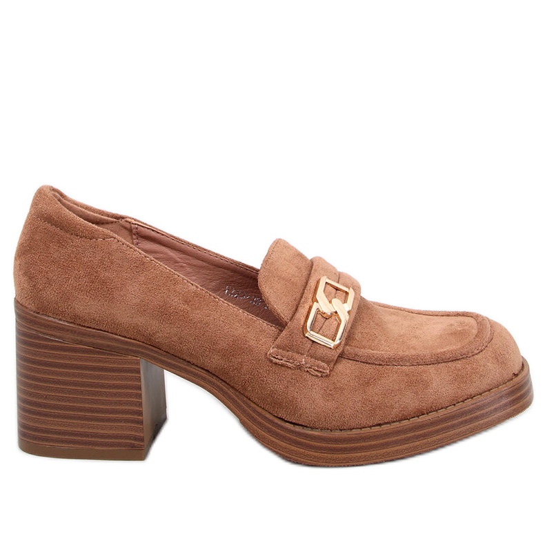Corinai Brown högklackade loafers beige