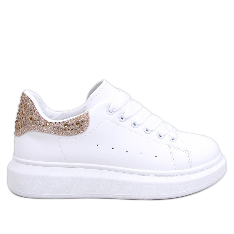 Parkss WHITE/GULD platåsneakers med strass vit