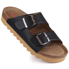 Svarta ekologiska flipflops i läder Big Star LL274477