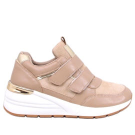 Moulton Khaki wedge sneakers med kardborreband beige