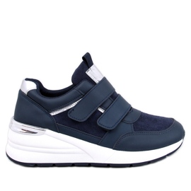 Moulton Navy wedge sneakers med kardborreband blå