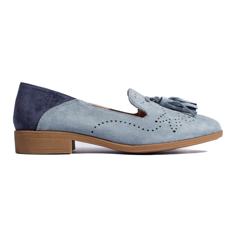 Genombrutna mockasiner i grå mocka från Daszyński