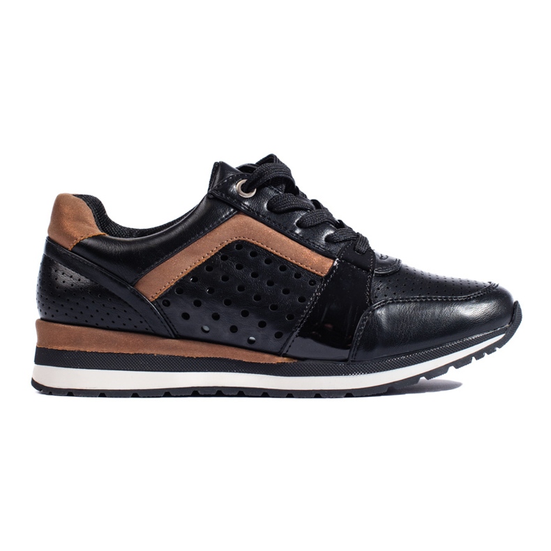 Daszyński svarta genombrutna sneakers för kvinnor