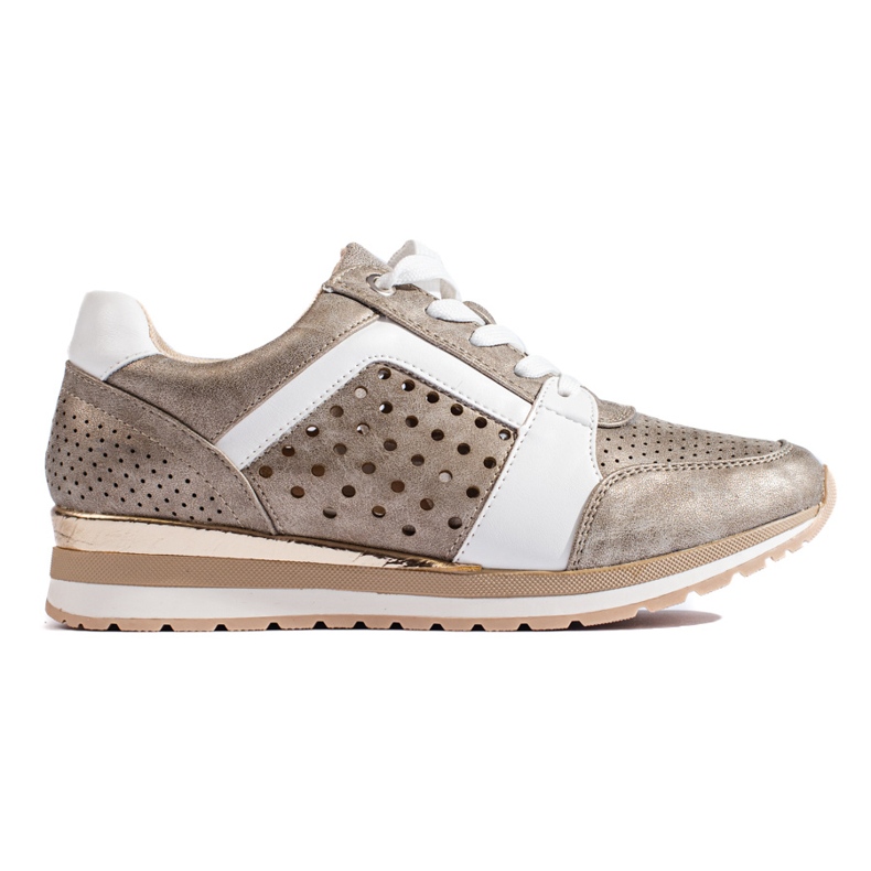 Daszyński guld genombrutna sneakers för kvinnor gyllene