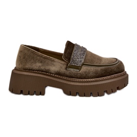 Velourmockasiner för kvinnor med dekoration, Mörkgrön Wendreda