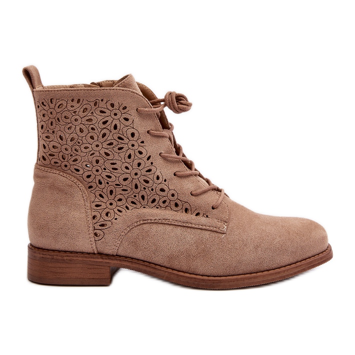 S.barski HY66-136 Ankelboots för kvinnor med mönster, beige