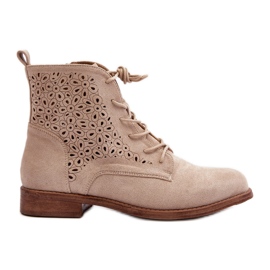 S.barski HY66-136 Ankelboots för kvinnor med mönster, ljusbeige