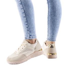 Beige sneakers gjorda av kombinerade Gallo-material