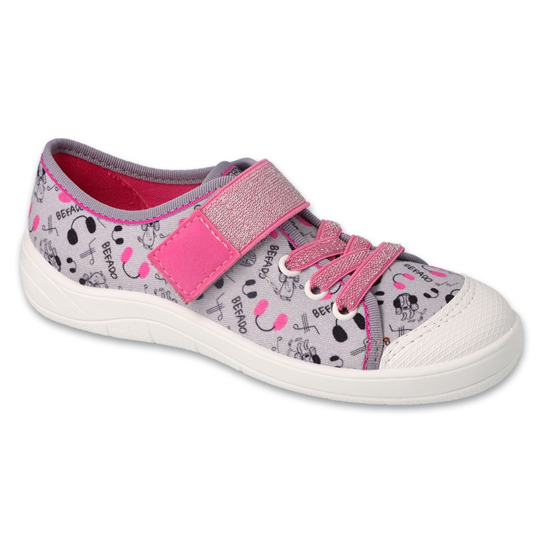 Befado barntofflor med kardborre 351Y024, grå applikationer