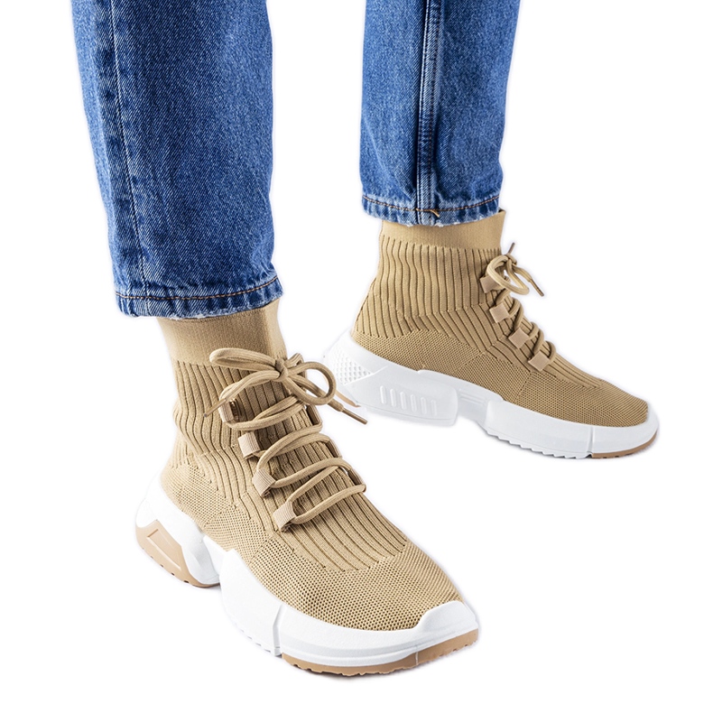 Mörkbeige Sanschagrin high-top sneakers