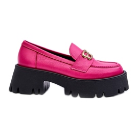 Zazoo 20164 Loafers för kvinnor gjorda av naturligt läder Fuchsia rosa
