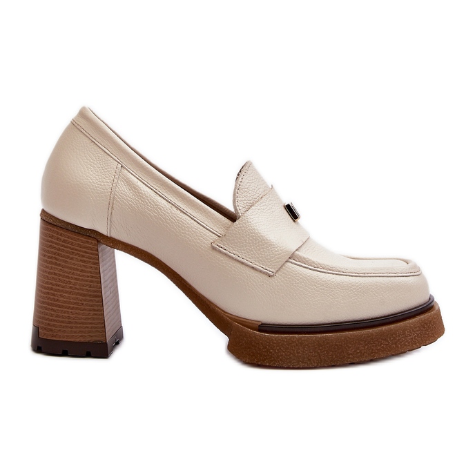 Zazoo 20169 Beige Skor med hög klack i läder