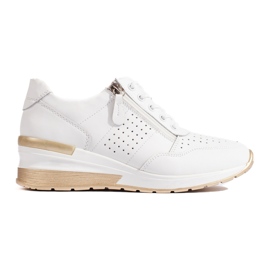 Vita wedge sneakers i läder