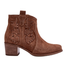 Zazoo 3426 Cowboystövlar i mocka för kvinnor, bruna
