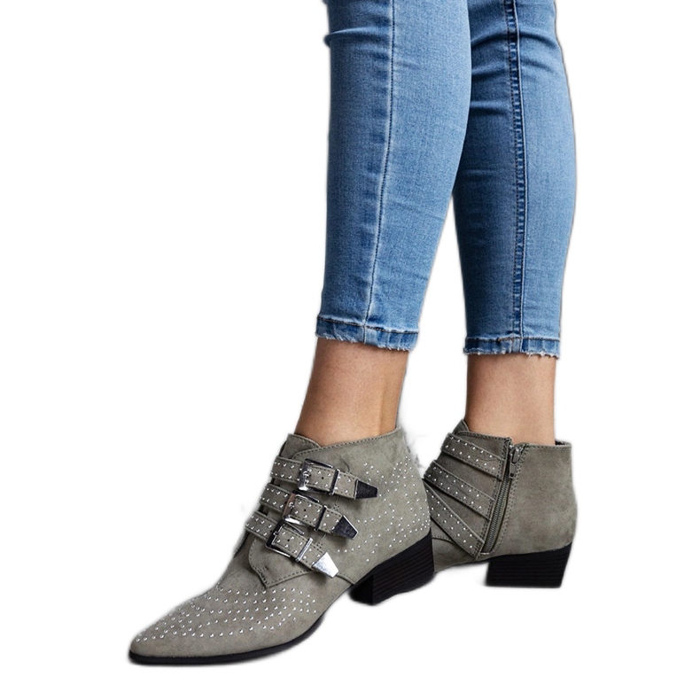 Gröna dekorativa lågklackade ankelboots Forever