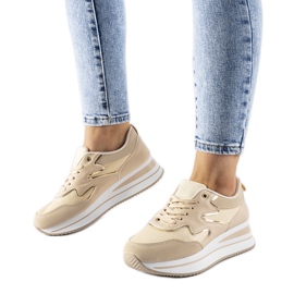 Beige Inès plattformssneakers