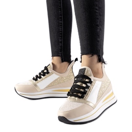 Beige glitter sneakers på Marce-plattformen