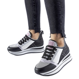 Svarta glitter sneakers på Marce-plattformen