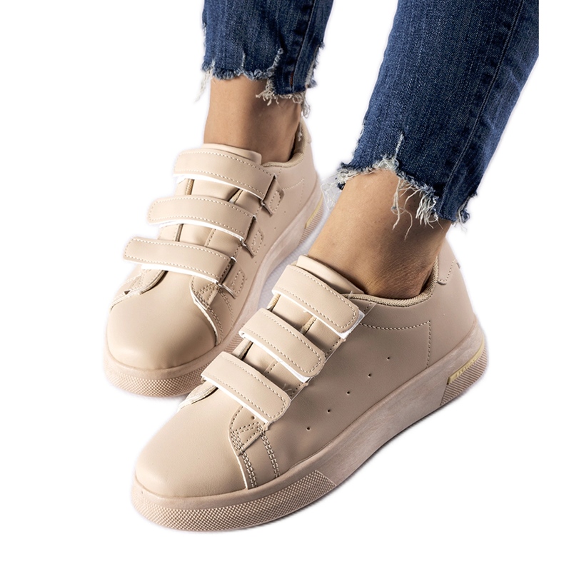 Beiga sneakers med kardborreknäppning från Paré beige