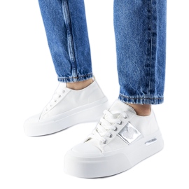 Vita och silver Lawton plattformssneakers