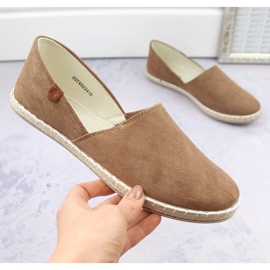 News espadrillor i mocka för kvinnor med taupe-utskärningar Nyheter 24TX02-2416 beige