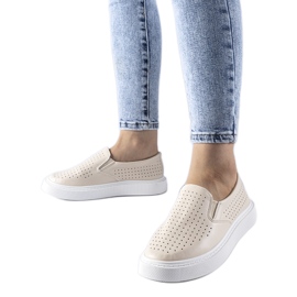 Beige perforerade Fulda sneakers