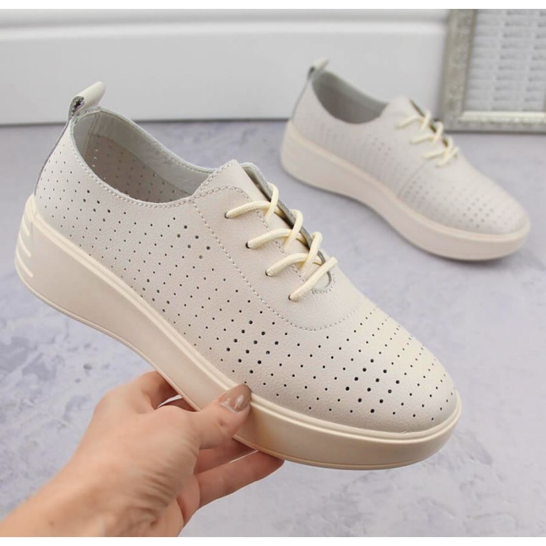 Sergio Leone W SK431 beige genombrutna läderskor