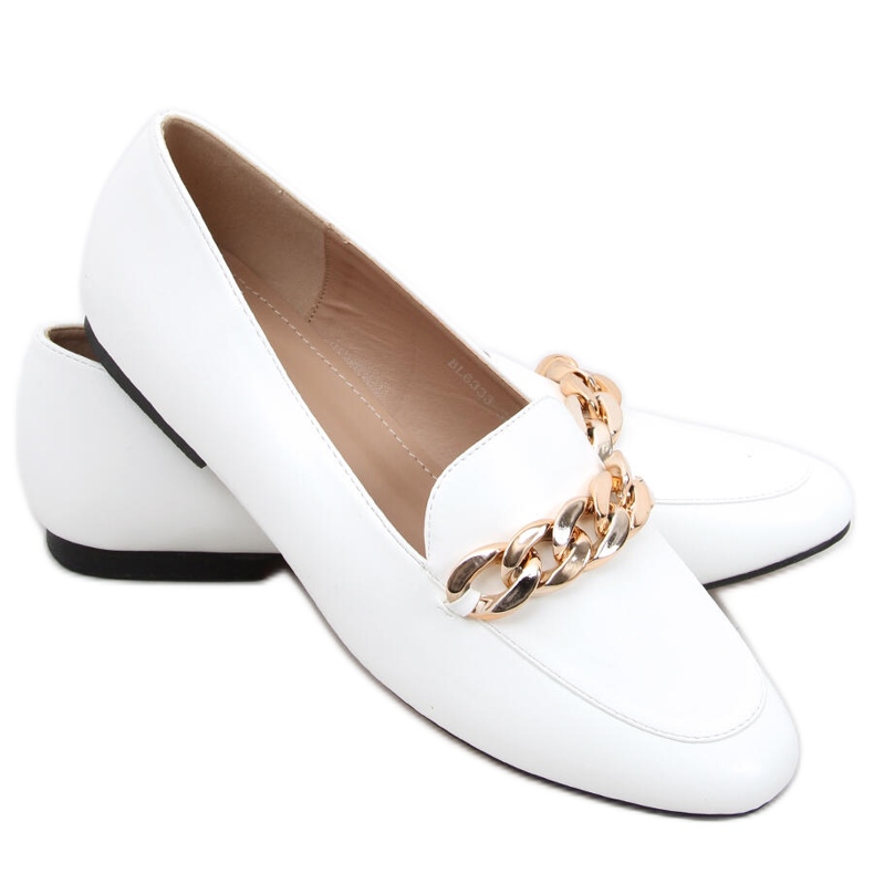 Addison White Chain Loafers vit