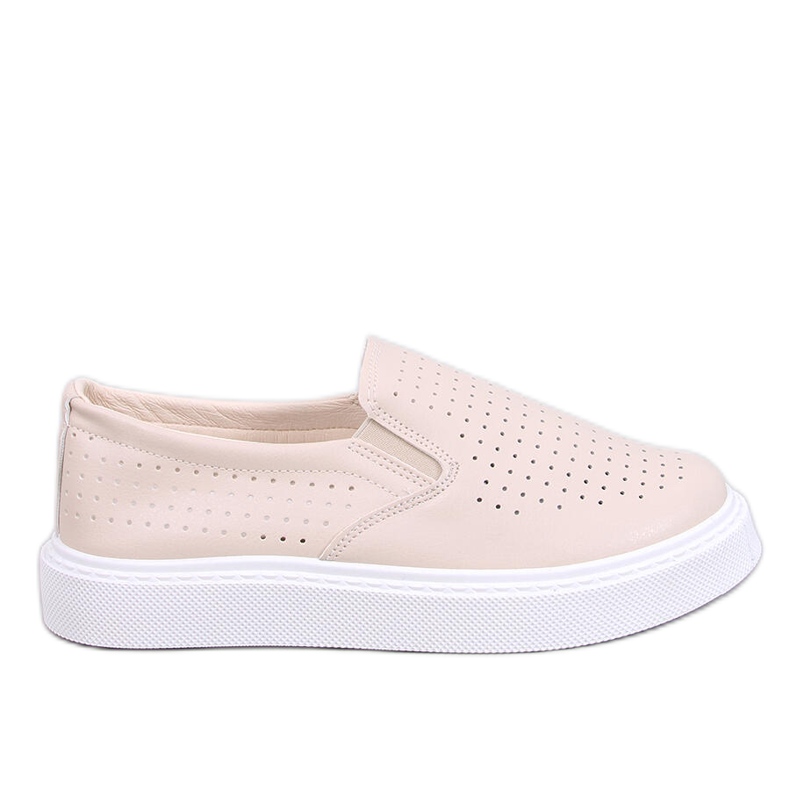 Towns Beige genombrutna slip-on sneakers