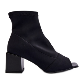 Zazoo 2876 högklackade damstövlar med öppna tår, svart