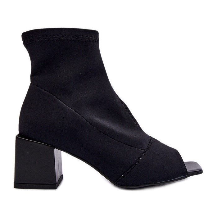Zazoo 2876 högklackade damstövlar med öppna tår, svart